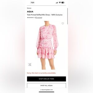 Aqua Toile Printed Mini Dress Size: S